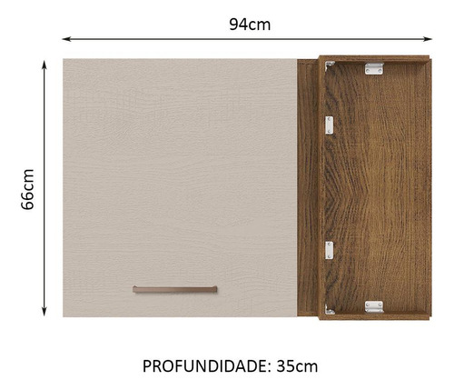Armário Aéreo De Canto 1 Porta Rustic/crema Agata Madesa