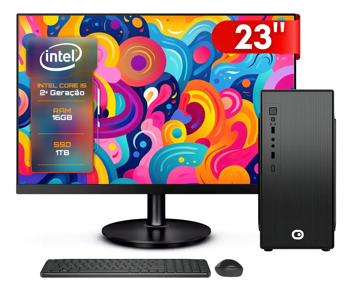 Computador Completo 2Eletro Fast Intel Core i5, 16GB RAM, SSD 1TB, Bivolt, Monitor 23" Full HD CD2E-0133FA