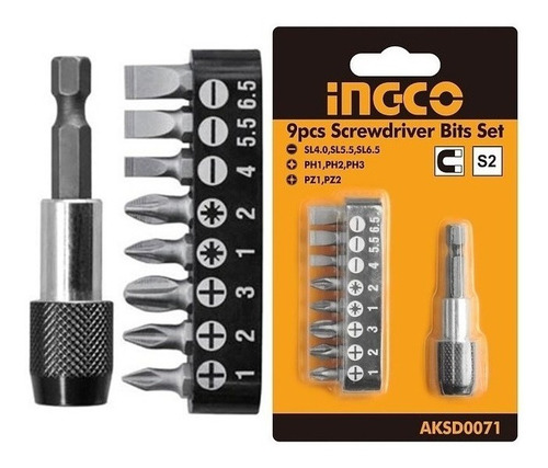 Imagen 2 de 2 de Adaptador De Puntas 9pzs Imantado Con Puntas Ingco