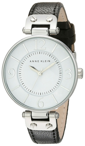 Anne Klein Modern Leather Strap Watch - Black