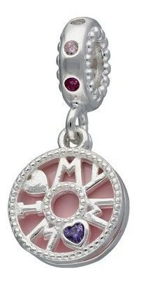 Charm Colgante I Love Mom Circones Rosado Plata 925