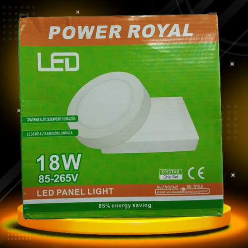 Panel Led Cuadrado Superficial 18w Power Royal