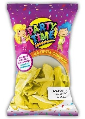 Globos Lisos Amarillo X 20 U Partytime Latex 9 Pulgadas Deco