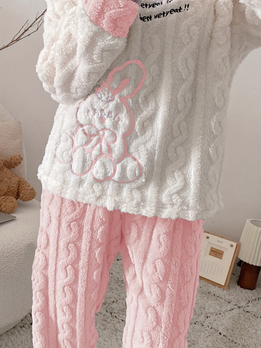 Conjunto De Pijama Polar De Invierno Para Mujer, Ropa De Hog