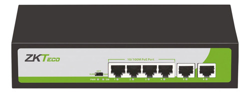 Switch Zkteco No Administrable Poe 6 Puertos 30 Watts 250m