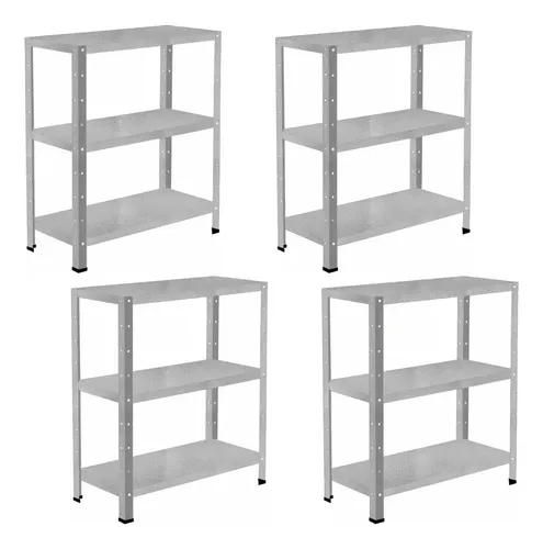 4 Estante Aço Armário Almoxarifado 60cm Reforçada 3 Bandejas