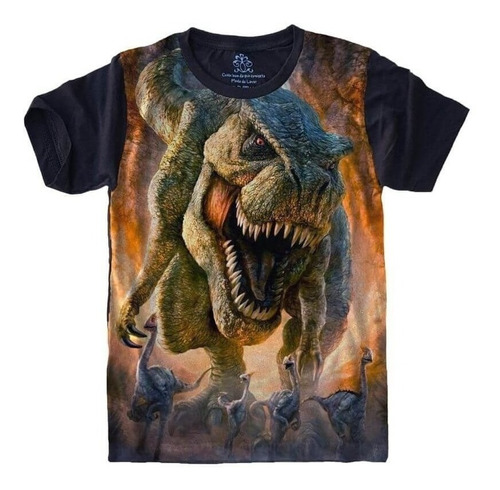 Camiseta Unissex Dinossauro Tiranossauro Rex Plus Size