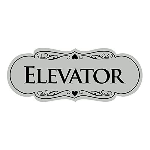 Designer Elevator Sign (lt Gray) Medium - Señal De Asc...