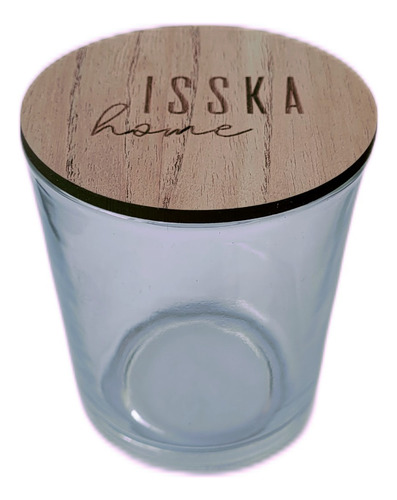 Vaso Vidrio Mediano Tapa De Madera Velas Personalizado X10