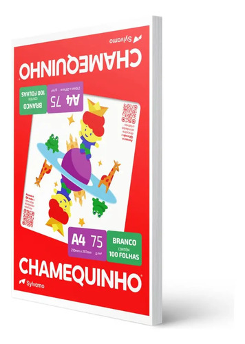 Papel Sulfite Chamequinho Branco A4 75g 210x297mm Uso Escolar Artístico e Profissional 100 Folhas
