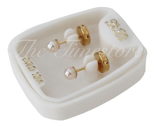 Aros Abridores Oro Lili 18k Perla 3mm Li-110c - Con Cuotas