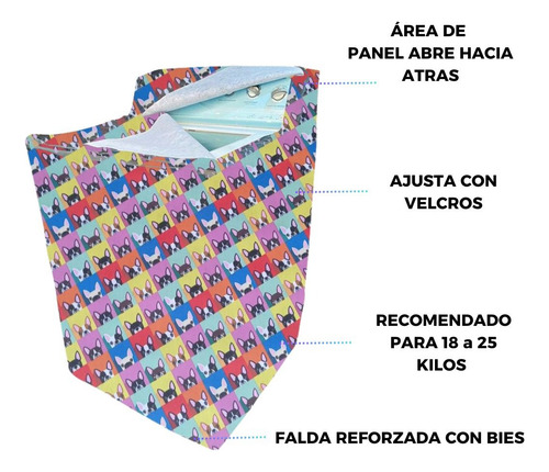 Protector Cubre Lavadora Samsung Carga Superior Diseño Perro