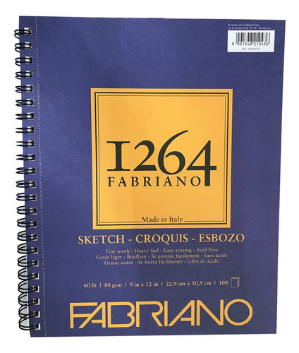 Block Fabriano Sketch Boceto 80gsm 22.9*30.5cm 100 Hojas
