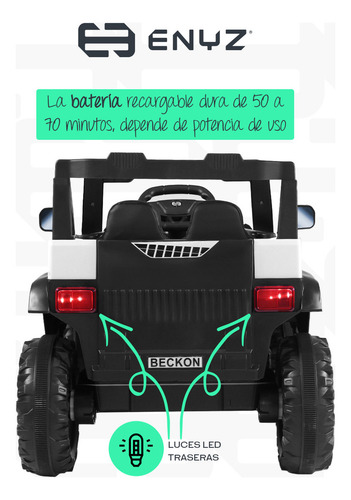 Camioneta Montable Eléctrico Con Control Remoto Para Niña Niño Con Asientos De Piel Carro Todo Terreno Bcx-7 Verde Águila Enyz Led Neon Y Muticolor Música Bluetooth Edades De 2 A 5 Años
