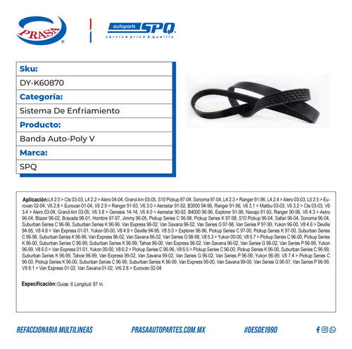 Banda Auto-poly V Svx 92-97 Guías: 4 Longitud: 33.5 Pulgadas
