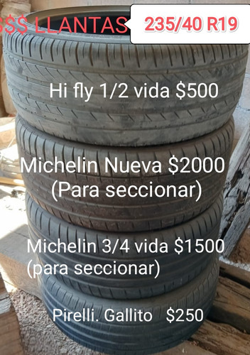 Llantas Michelin 235/40 R19 (para Renovar)