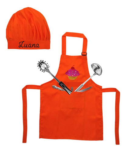 Mini Chef 100% Drill Minichef Nombre Bordado ( Mandil Gorro)