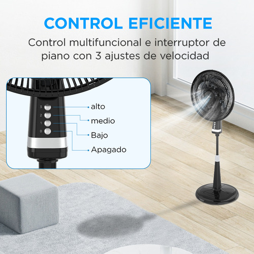 Ventilador FlexiCool Midea 18"/45 cm, 3-1 de Pedestal, Piso y Pared, 3 Velocidades, Oscilacion 85°.