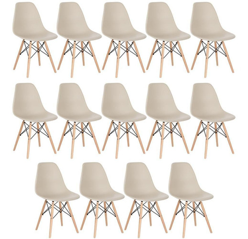 14 Cadeiras Eames Wood Cozinha Jantar Pés Palito Cores Cor da estrutura da cadeira Nude