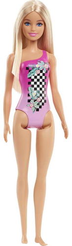 Muñeca Barbie De Playa Con Traje De Baño A Cuadros Rosa Y Ca