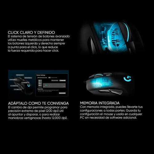 Imagen 6 de 7 de Mouse Gamer Logitech G403 Hero 16k Lightsync Rgb 6 Botones