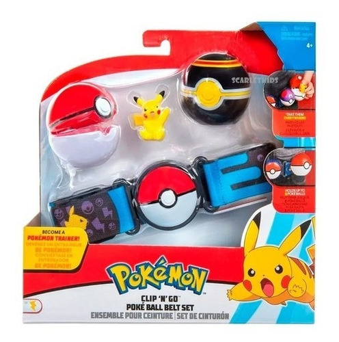 Pokémon Clip N Go Cinturón + 2 Pokebola + Pikachu Ver1