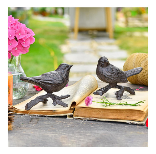 Estatuas De Pájaros Pequeños De Hierro Fundido Sungmor, De 2