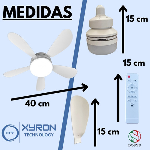 Abanico Ventilador Foco Techo Aspas Interiores Blanco