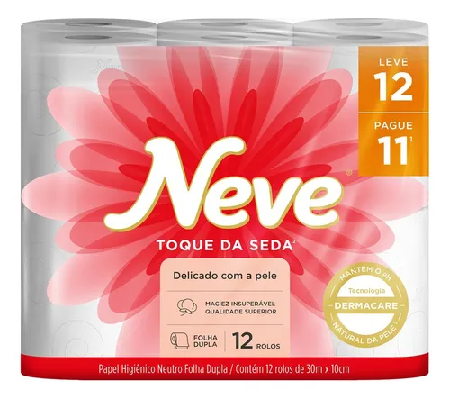 Papel Higiênico Neve Toque Da Seda Folha Dupla 12unid 30m