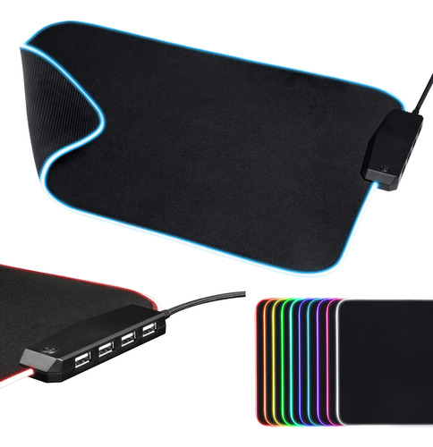 Mousepad Rgb Con Hub Usb De 4 Puertos Integrado