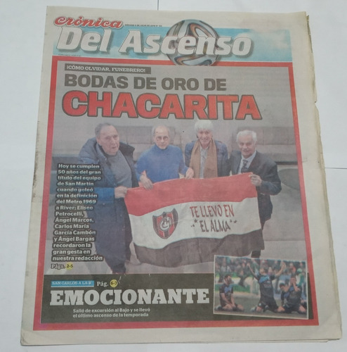 Cronica Del Ascenso 6/7/19 Chacarita ,san Carlos A La B