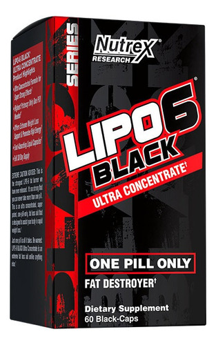 Suplemento en cápsulas Nutrex Research  Series Lipo 6 Black Ultra Concentrate cafeína anhidra en pote 60 un