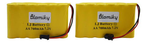 Blomiky Paquete De 2 Baterias Recargables Ni-cd De 7.2 V 700