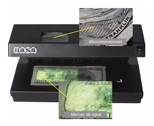 Imagen 4 de 7 de Detector De Billetes Falsos Dasa 3 En 1 Uv - Mg - Lupa - Luz