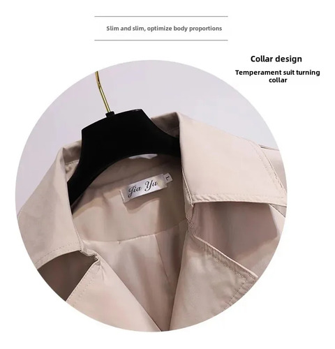 Gabardina Con Cinturón Y Doble Botonadura Y Solapa Para Muje