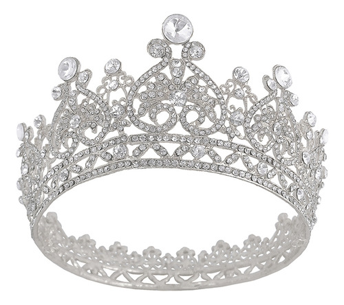 Diadema Barroca Con Corona Redonda De Alta Gama Con Diamante