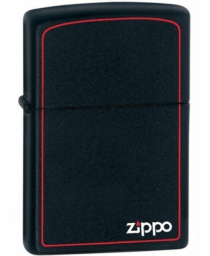 Encendedor Zippo Negro Mate/borde Rojo Con Logo - Cod 218zb