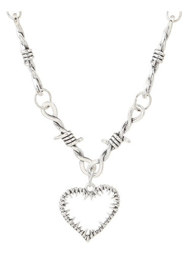 Collar De Espinas Neogóticas Con Corazón Gótico, Csilver