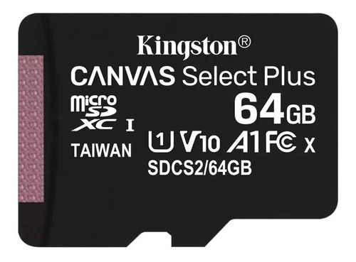 Tarjeta de memoria Kingston SDCS2 Canvas Select Plus con adaptador SD 64GB