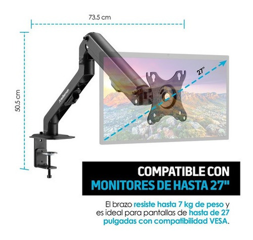 Suporte para monitor hidráulico Redlemon de até 27 polegadas, cor preta