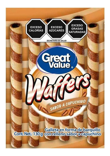 Galleta Great Value Waffers En Forma De Barquillo Con Rellen