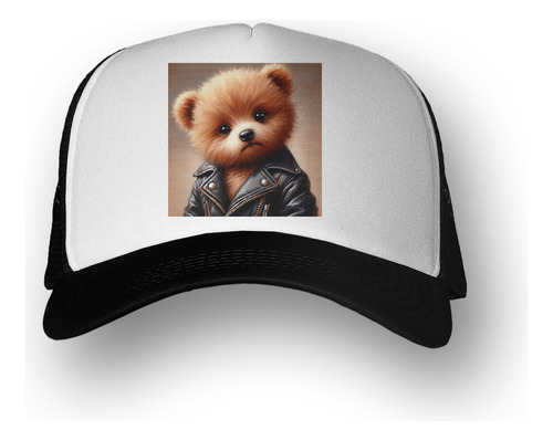 Gorra  Oso Con Campera Cuero Simpatico Tierno M4