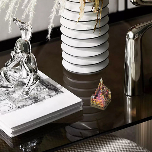 Cristal De Bismuto Natural, Metal Colorido, Cristal Mineral
