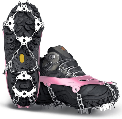 Crampones Para Botas De Nieve, 24 Puntas. Talla Xl - Rosa.