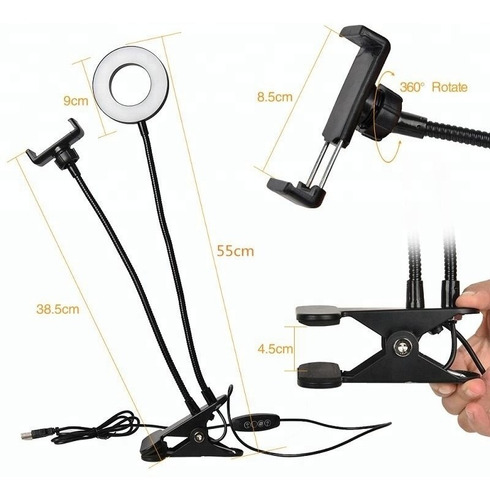 Ring Light De Mesa Iluminador Led Com Suporte Celular