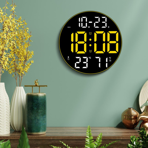 Relógio Digital Led Relógio De Parede Amarelo