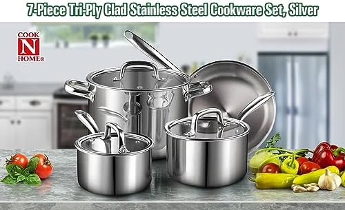 Qw Cook N Home 2682 Sartén Para Saltear De Acero Inoxidable