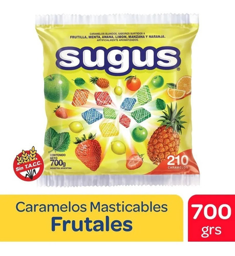Caramelos Sugus Masticables Frutales 700 Gramos. Pack 3 Unid