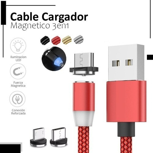 Cable Magnetico Cargador Micro Usb Tipo C 3en1 Compat iPhone