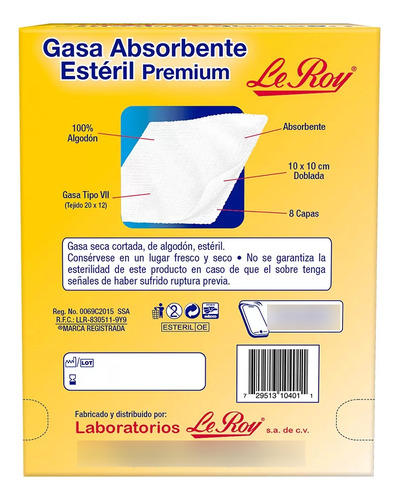 Gasa Premium (150 Pz, 10 X 10 Cm) Le Roy